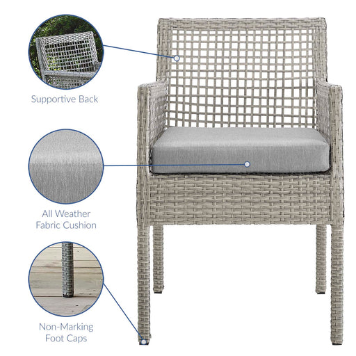 Aura Dining Armchair Outdoor Patio Wicker Rattan Set of 4 - alternate angle view