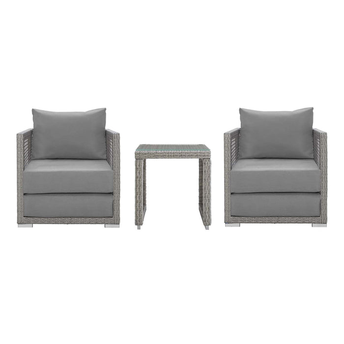Aura 3 Piece Outdoor Patio Wicker Rattan Set - Modway \outdoor\conversation sets