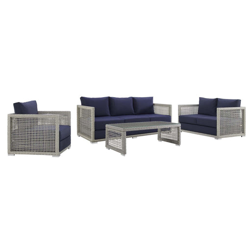 Modway Aura 4 Piece Outdoor Patio Wicker Rattan Set - Product Image 29