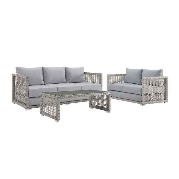 Aura 3 Piece Outdoor Patio Wicker Rattan Set - Modway \outdoor\conversation sets