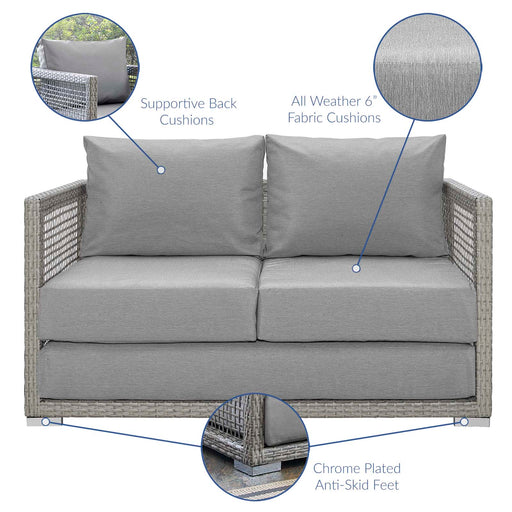 Aura 3 Piece Outdoor Patio Wicker Rattan Set - alternate angle view