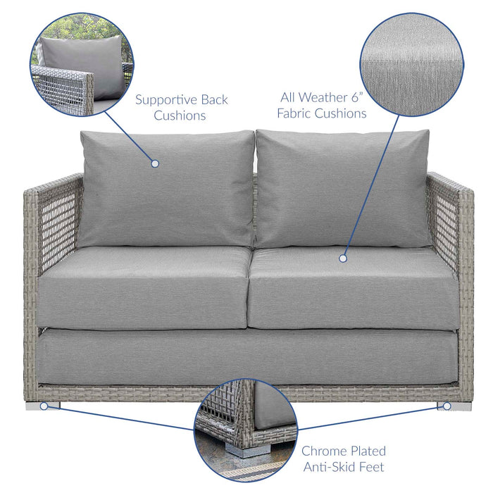 Aura 3 Piece Outdoor Patio Wicker Rattan Set - alternate angle view