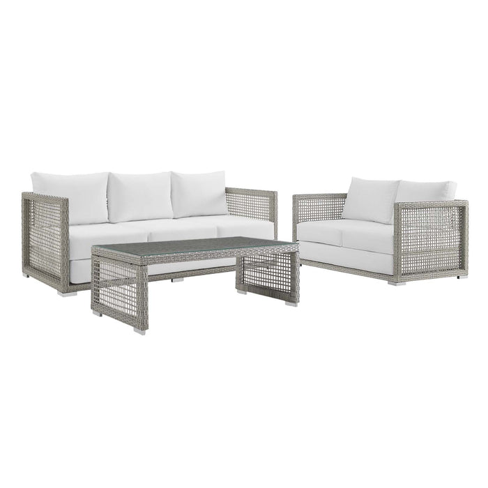 Aura 3 Piece Outdoor Patio Wicker Rattan Set - view 19