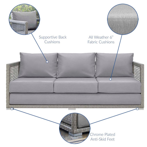 Aura 3 Piece Outdoor Patio Wicker Rattan Set - alternate angle view