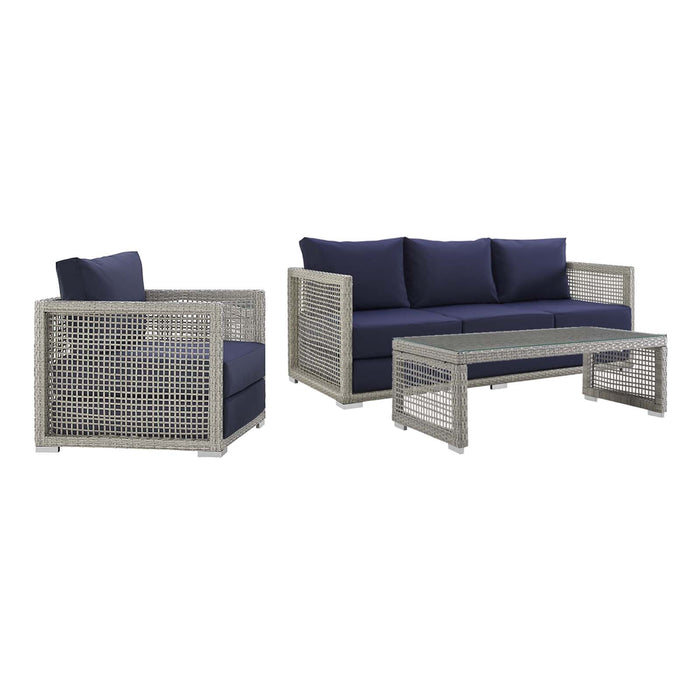 Aura 3 Piece Outdoor Patio Wicker Rattan Set - view 10