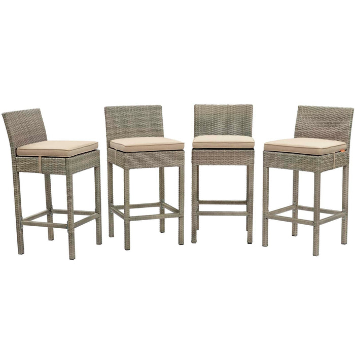 Conduit Outdoor Patio Wicker Rattan Bar Stool Set of 4
