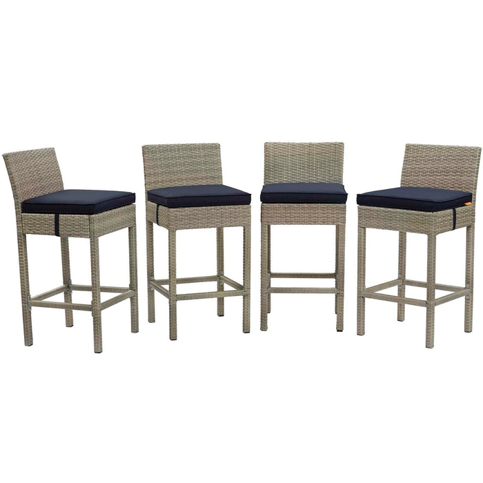 Conduit Outdoor Patio Wicker Rattan Bar Stool Set of 4