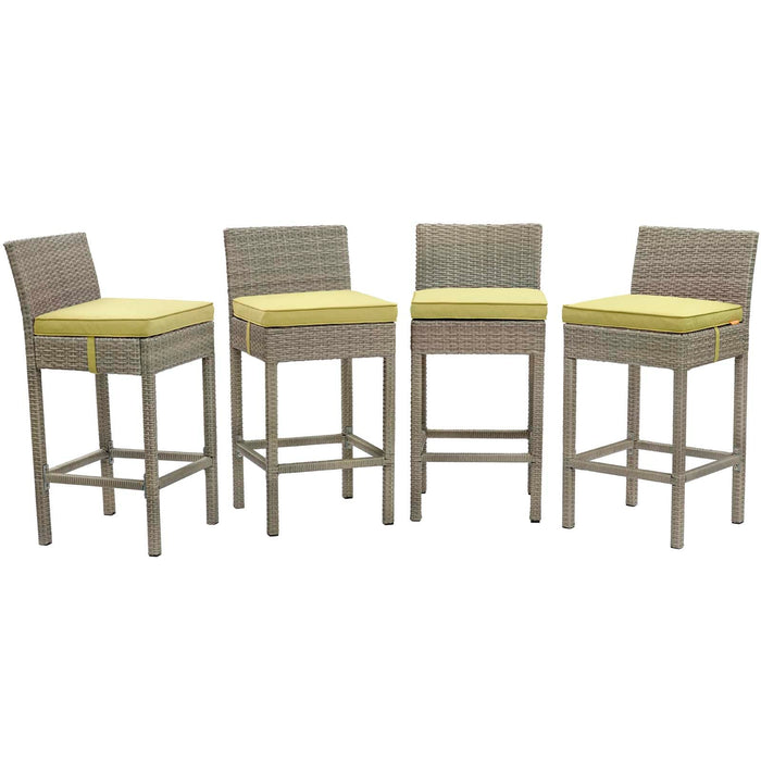 Conduit Outdoor Patio Wicker Rattan Bar Stool Set of 4