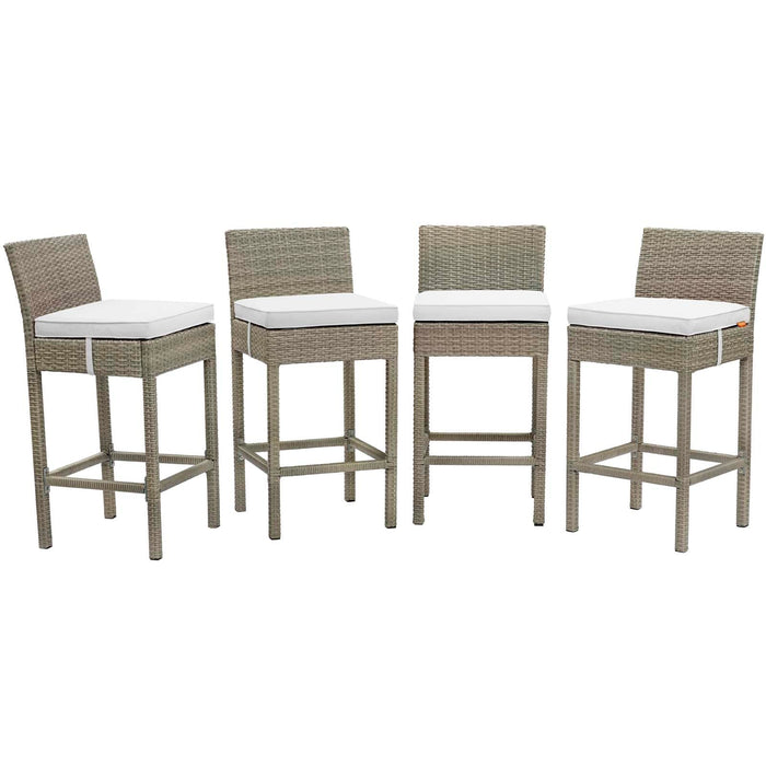 Conduit Outdoor Patio Wicker Rattan Bar Stool Set of 4