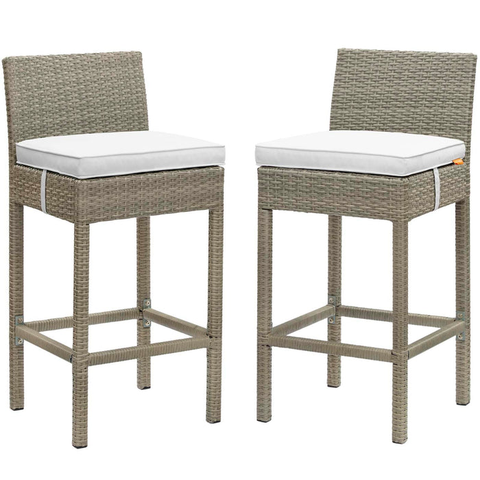 Conduit Outdoor Patio Wicker Rattan Bar Stool Set of 2
