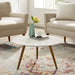 Modway Lippa Round Artificial Marble Coffee Table with Tripod Base Living Room Furniture in White - Detail View