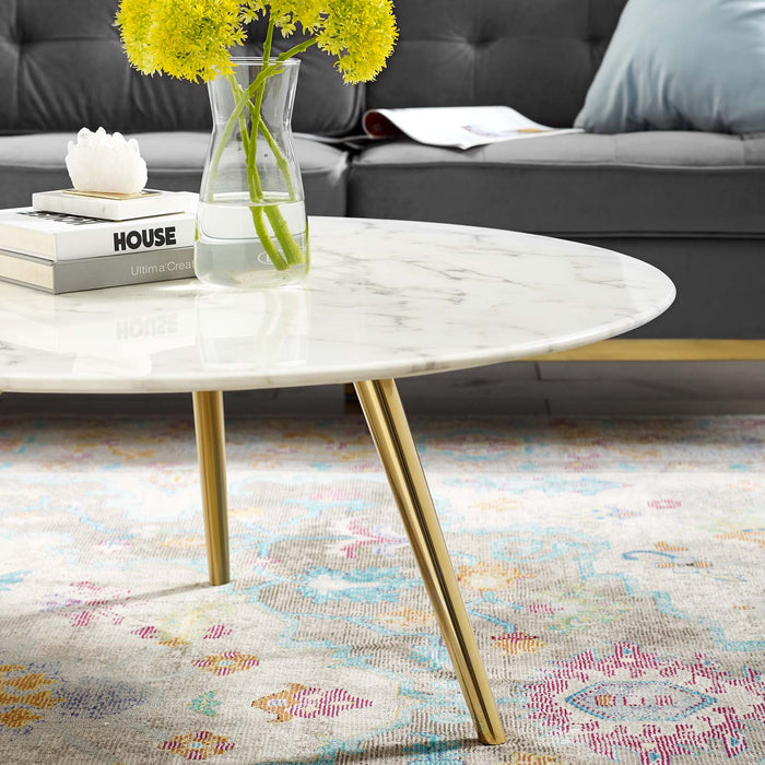 Modway Lippa Round Artificial Marble Coffee Table with Tripod Base Living Room Furniture - View 10