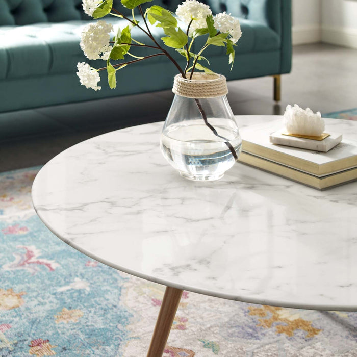 Modway Lippa Round Artificial Marble Coffee Table with Tripod Base Living Room Furniture - View 12