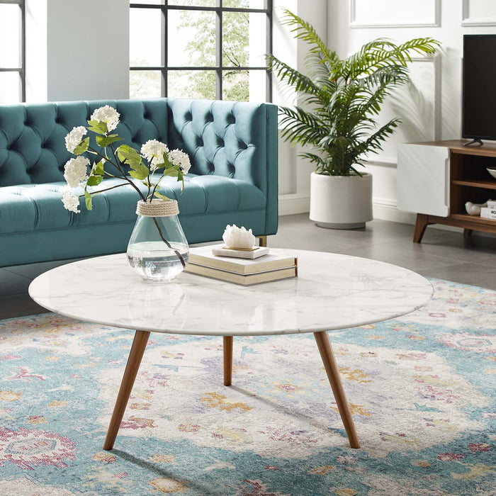 Modway Lippa Round Artificial Marble Coffee Table with Tripod Base Living Room Furniture - View 11