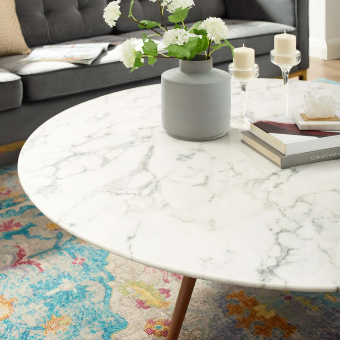 Modway Lippa Round Artificial Marble Coffee Table with Tripod Base Living Room Furniture - View 14