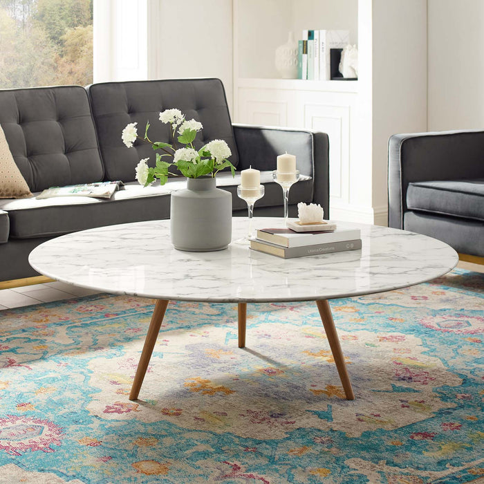 Modway Lippa Round Artificial Marble Coffee Table with Tripod Base Living Room Furniture - View 13