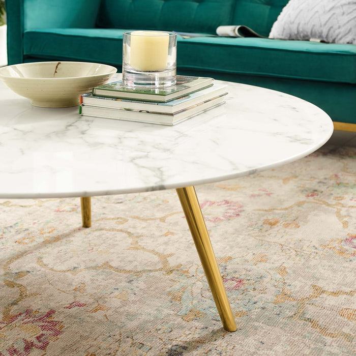 Modway Lippa Round Artificial Marble Coffee Table with Tripod Base Living Room Furniture - View 16