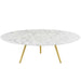 Modway Lippa Round Artificial Marble Coffee Table with Tripod Base Living Room Furniture in White