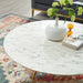 Modway Lippa Round Artificial Marble Coffee Table with Tripod Base Living Room Furniture in White - Side View