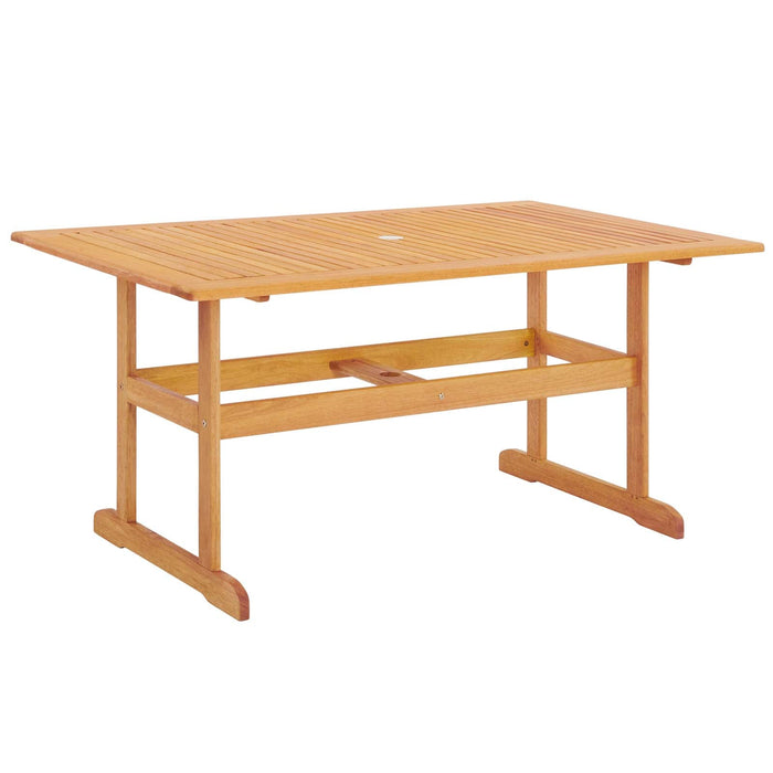 Hatteras 59" Rectangle Outdoor Patio Eucalyptus Wood Dining Table - alternate angle view