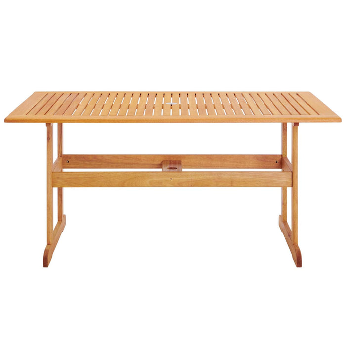 Hatteras 59" Rectangle Outdoor Patio Eucalyptus Wood Dining Table - detail close-up