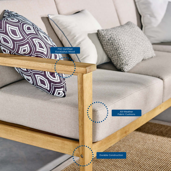 Sedona Outdoor Patio Eucalyptus Wood Sectional Sofa Corner Chair - detail close-up