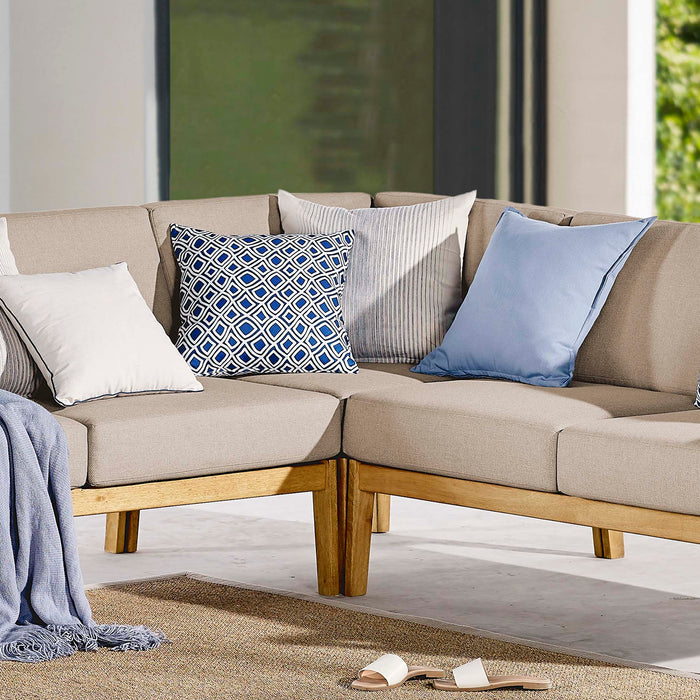 Sedona Outdoor Patio Eucalyptus Wood Sectional Sofa Corner Chair - Modway \outdoor\sofas & sectionals