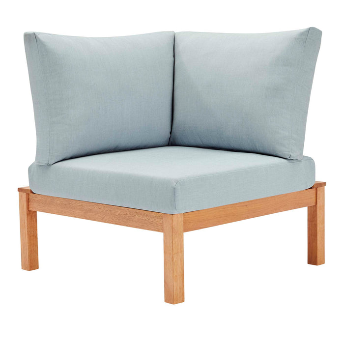 Freeport Karri Wood Sectional Sofa Outdoor Patio Corner Chair Natural Light Blue