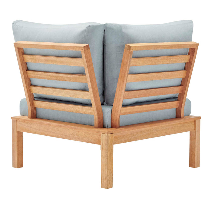 Freeport Karri Wood Sectional Sofa Outdoor Patio Corner Chair Natural Light Blue