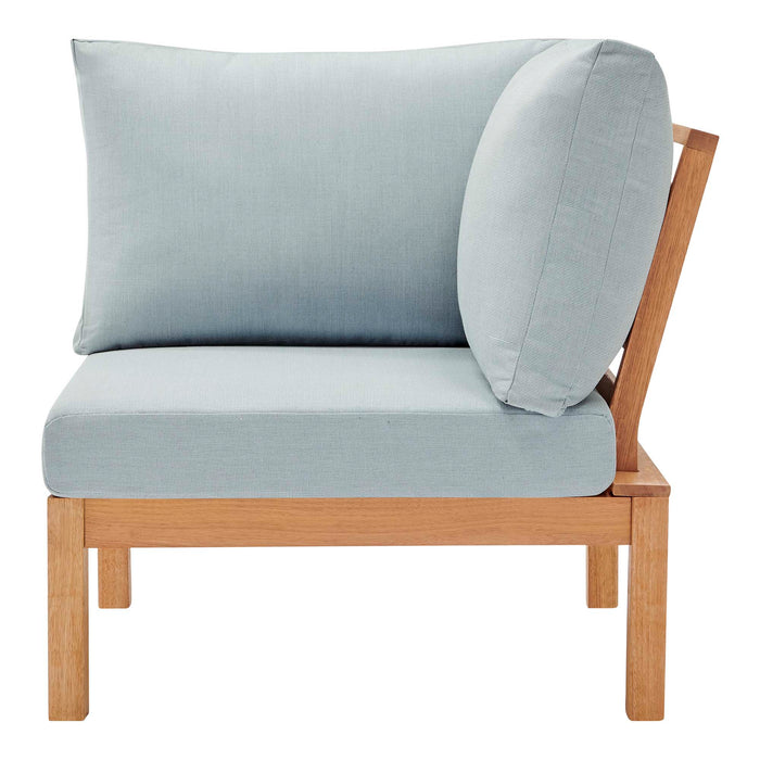 Freeport Karri Wood Sectional Sofa Outdoor Patio Corner Chair Natural Light Blue