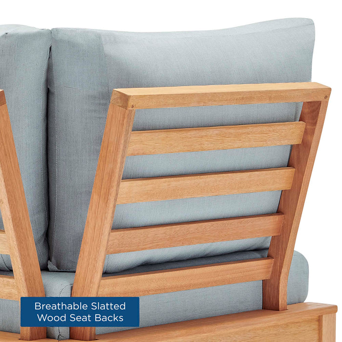 Freeport Karri Wood Sectional Sofa Outdoor Patio Corner Chair Natural Light Blue