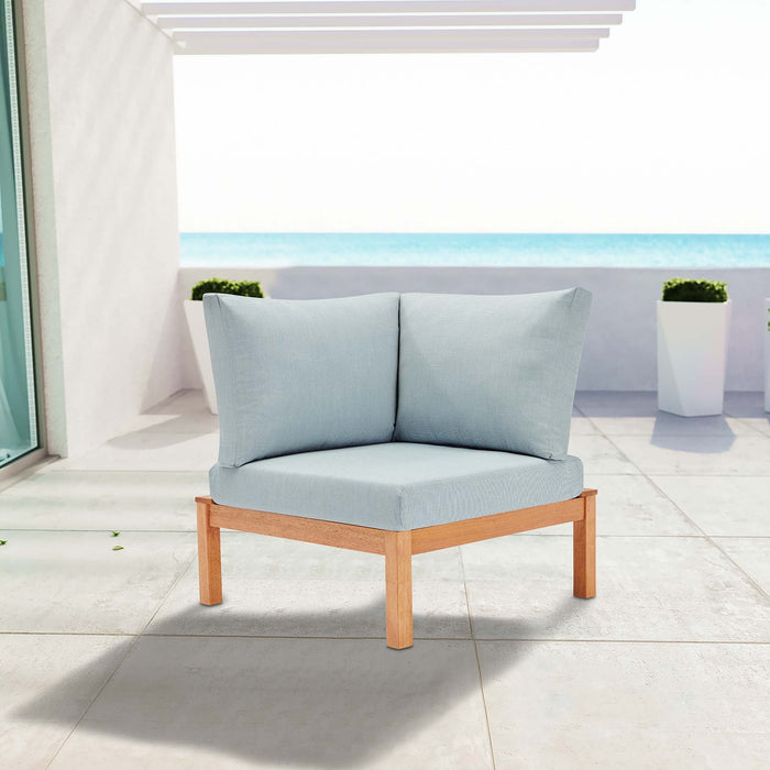 Freeport Karri Wood Sectional Sofa Outdoor Patio Corner Chair Natural Light Blue