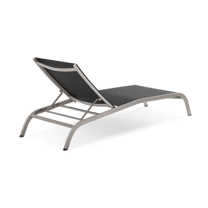 Modway Savannah Mesh Chaise Outdoor Patio Aluminum Lounge Chair Living Room Furniture in Black - Detail View
