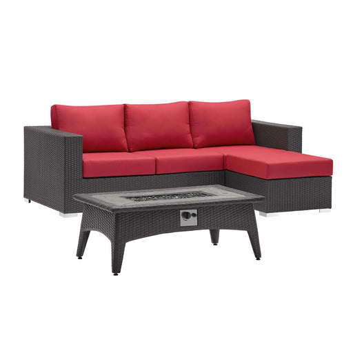 Modway Convene 3 Piece Set Outdoor Patio with Fire Pit - View 53