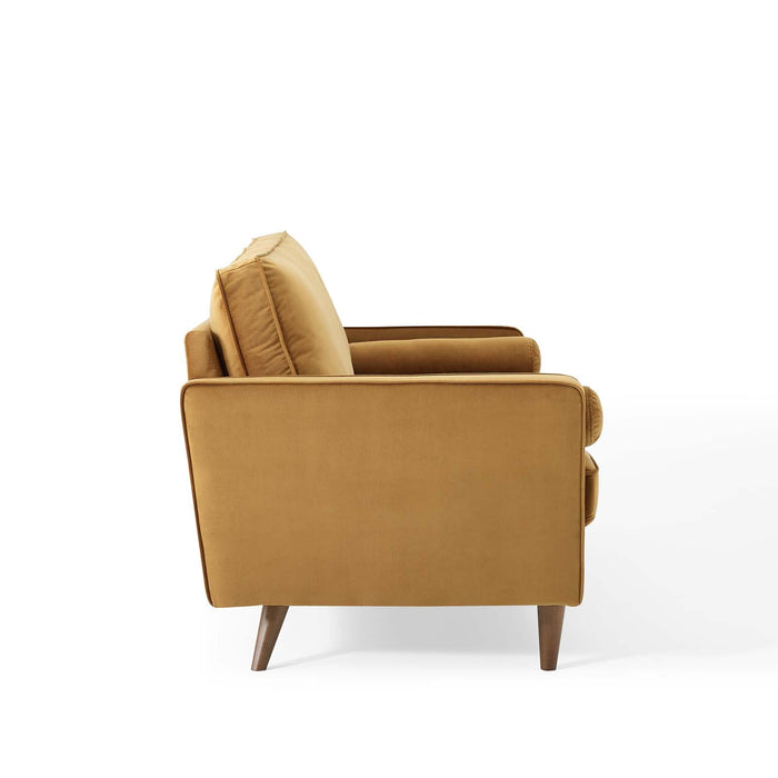 Valour Modern Velvet Sofa - Stylish Mid-Century Design with Stain-Resistant Fabric & Pocket Coils
