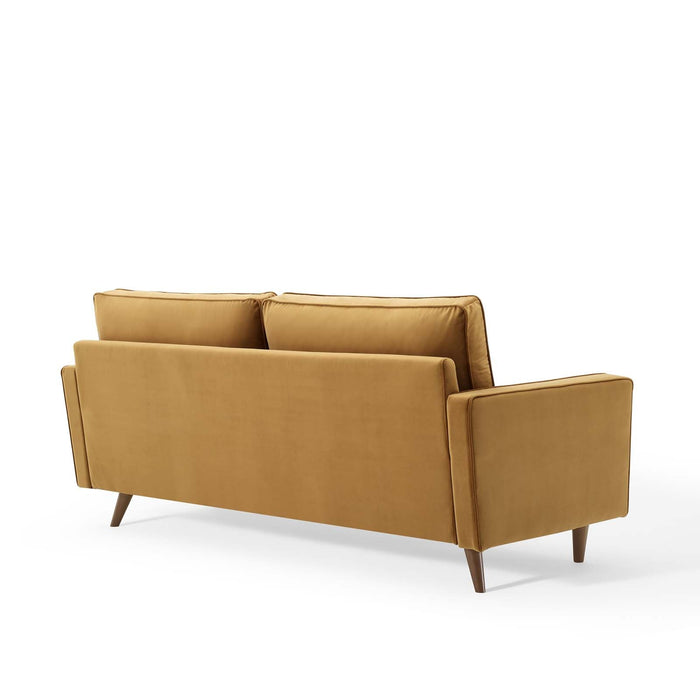 Valour Modern Velvet Sofa - Stylish Mid-Century Design with Stain-Resistant Fabric & Pocket Coils
