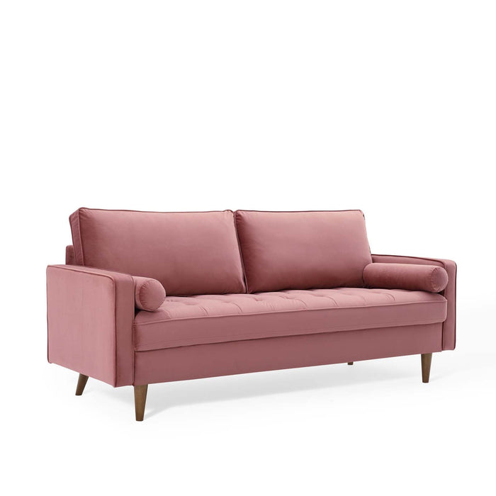 Valour Modern Velvet Sofa - Stylish Mid-Century Design with Stain-Resistant Fabric & Pocket Coils