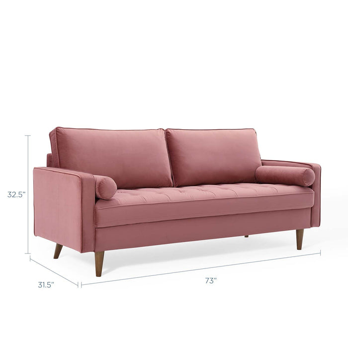 Valour Modern Velvet Sofa - Stylish Mid-Century Design with Stain-Resistant Fabric & Pocket Coils