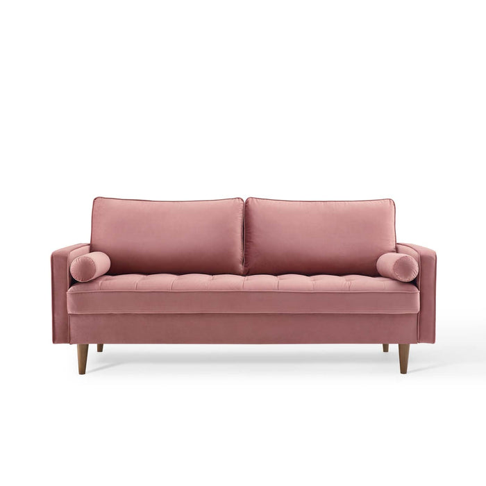 Valour Modern Velvet Sofa - Stylish Mid-Century Design with Stain-Resistant Fabric & Pocket Coils