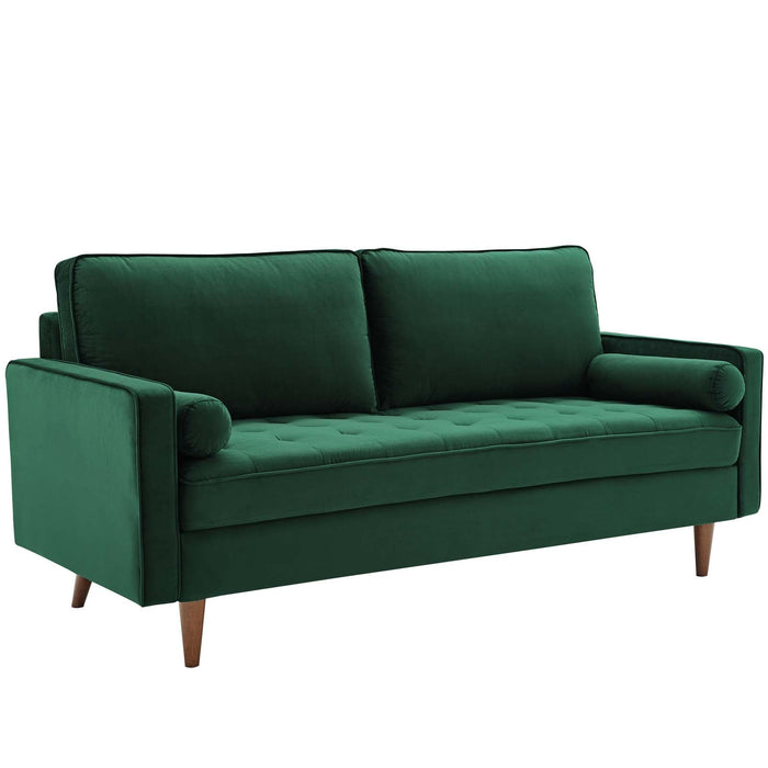 Valour Modern Velvet Sofa - Stylish Mid-Century Design with Stain-Resistant Fabric & Pocket Coils