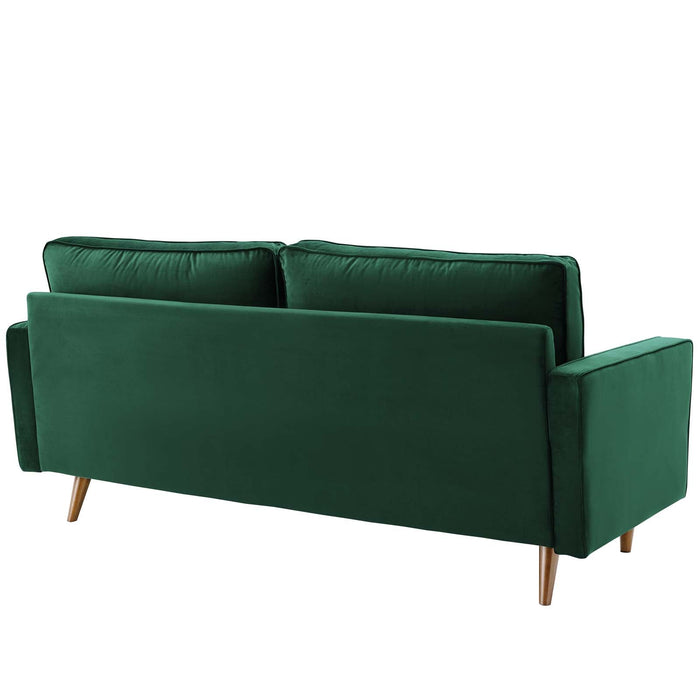 Valour Modern Velvet Sofa - Stylish Mid-Century Design with Stain-Resistant Fabric & Pocket Coils