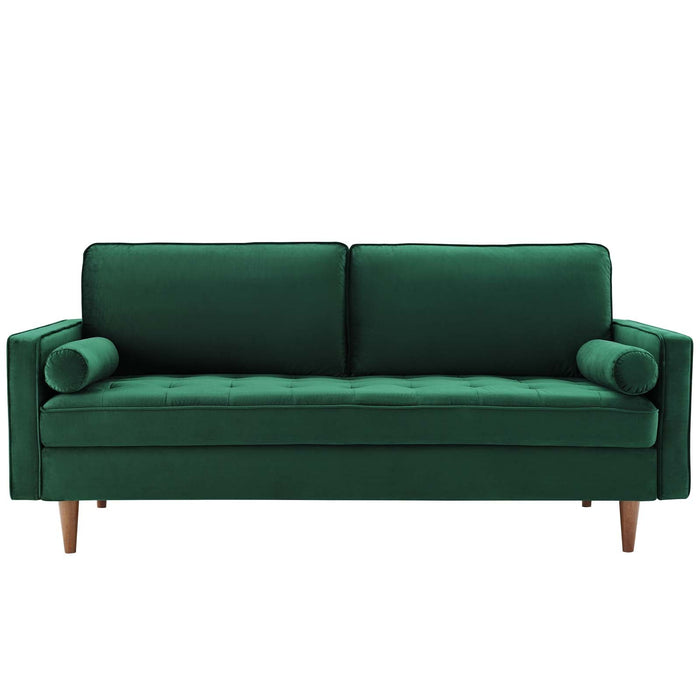 Valour Modern Velvet Sofa - Stylish Mid-Century Design with Stain-Resistant Fabric & Pocket Coils