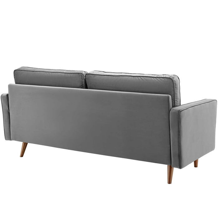 Valour Modern Velvet Sofa - Stylish Mid-Century Design with Stain-Resistant Fabric & Pocket Coils