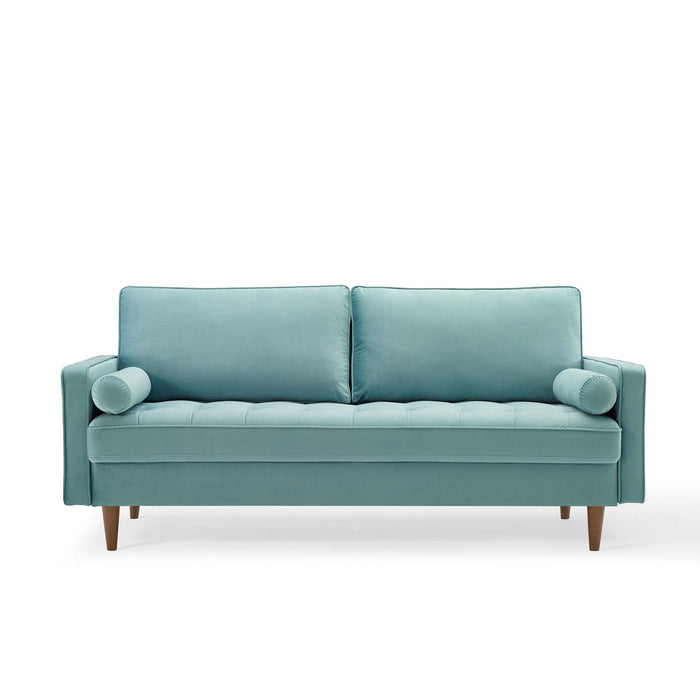 Valour Modern Velvet Sofa - Stylish Mid-Century Design with Stain-Resistant Fabric & Pocket Coils