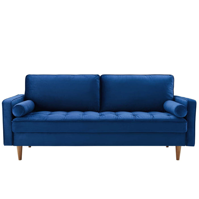 Valour Modern Velvet Sofa - Stylish Mid-Century Design with Stain-Resistant Fabric & Pocket Coils