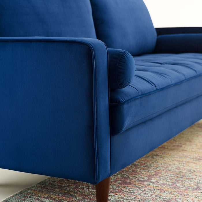 Valour Modern Velvet Sofa - Stylish Mid-Century Design with Stain-Resistant Fabric & Pocket Coils