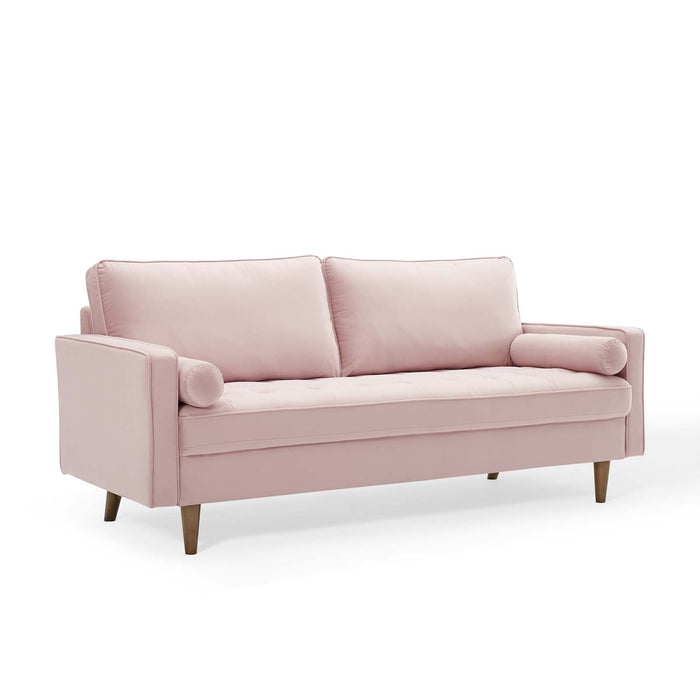 Valour Modern Velvet Sofa - Stylish Mid-Century Design with Stain-Resistant Fabric & Pocket Coils