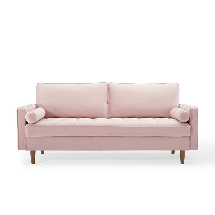 Valour Modern Velvet Sofa - Stylish Mid-Century Design with Stain-Resistant Fabric & Pocket Coils
