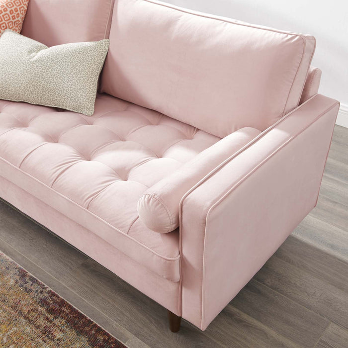 Valour Modern Velvet Sofa - Stylish Mid-Century Design with Stain-Resistant Fabric & Pocket Coils