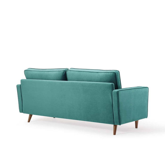 Valour Modern Velvet Sofa - Stylish Mid-Century Design with Stain-Resistant Fabric & Pocket Coils